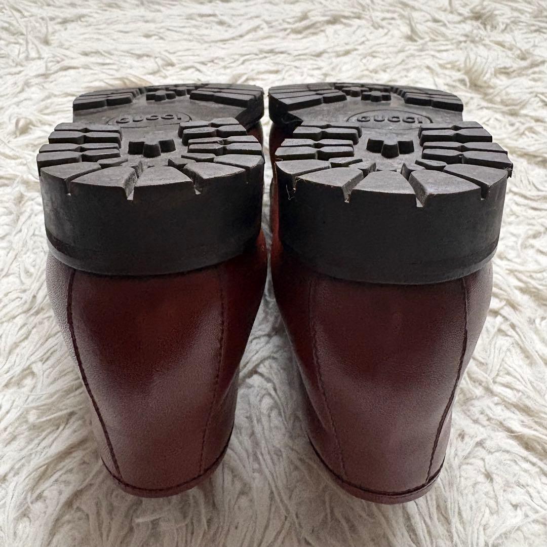 グッチ ホースビット ローファー ハイカット ブラウン 本革　104 0088