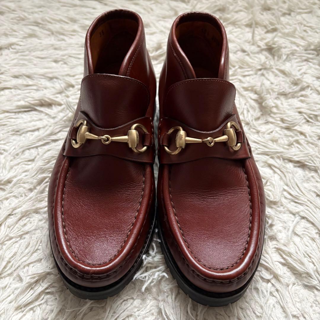 グッチ ホースビット ローファー ハイカット ブラウン 本革　104 0088