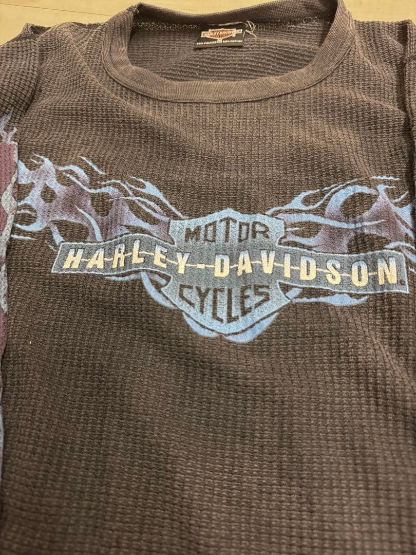N*極様 希少90s Harley-Davidson 黒 サーマル USA製 青