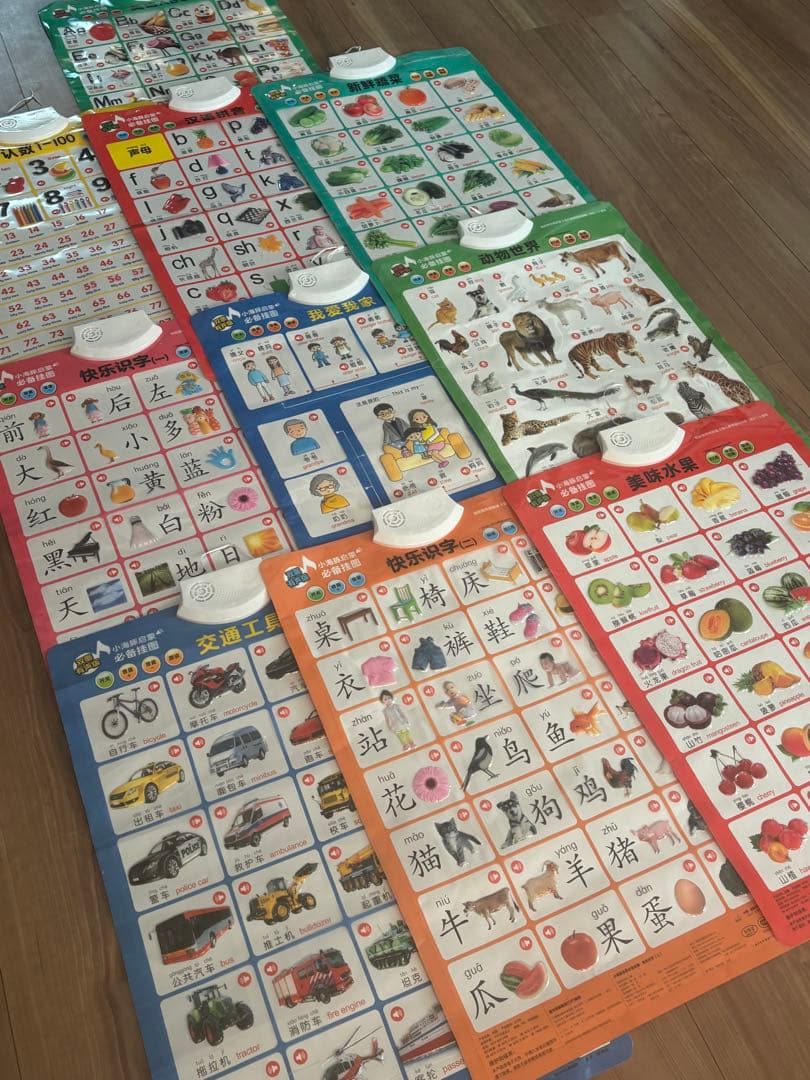 中国語•英語　音声つき教材10枚セット（両面）　子ども向け　知育ボード