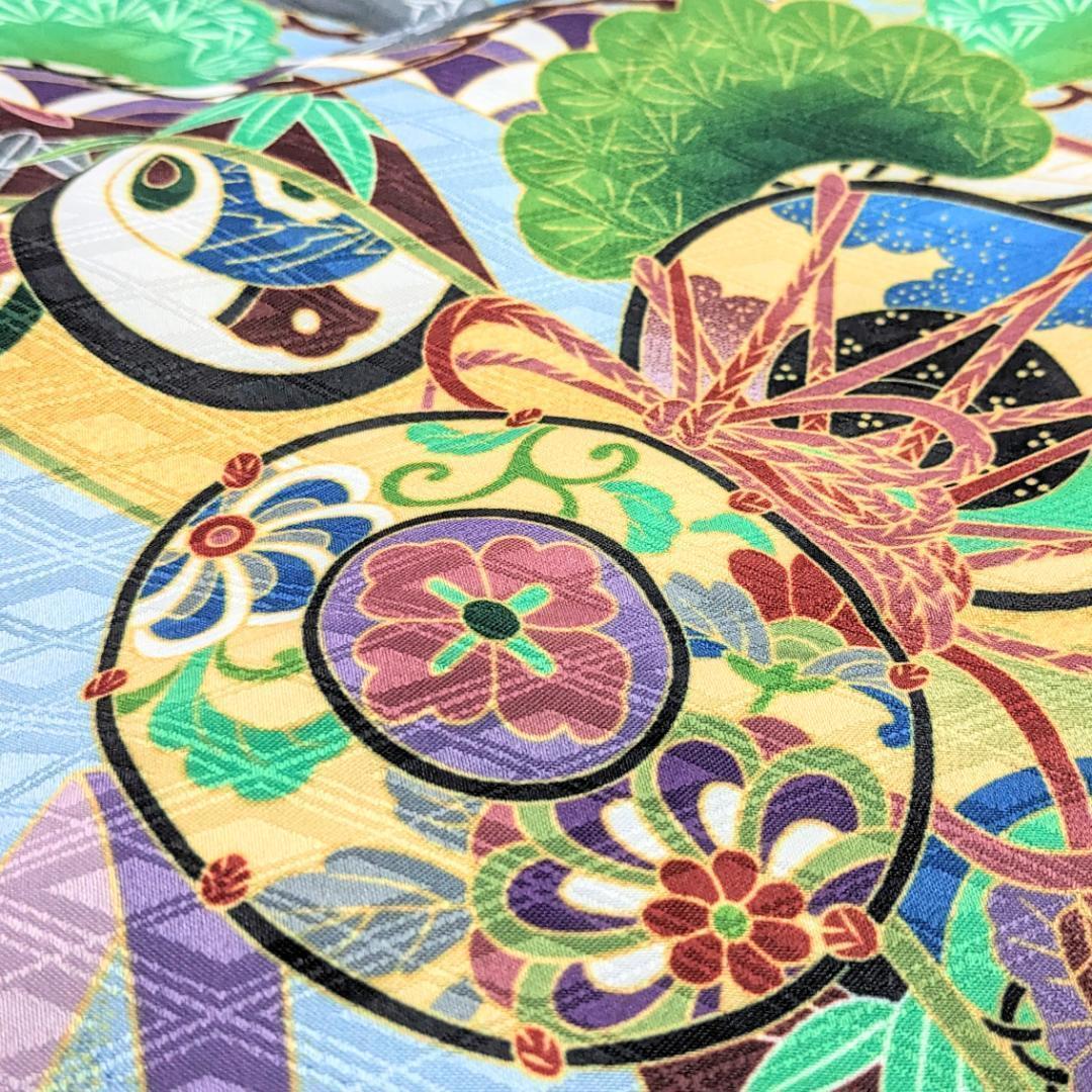 七五三 5歳 男の子 男児 着物 羽織 袴 セット 青 水色 鷹 松 5B-4