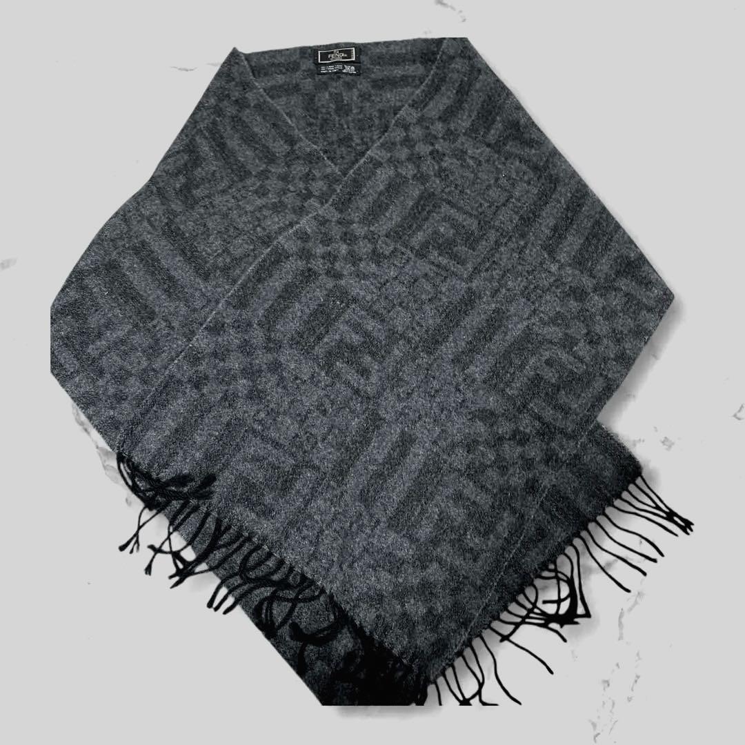 FENDI フェンディ　マフラー　ストール　チャコールグレー　イタリア製