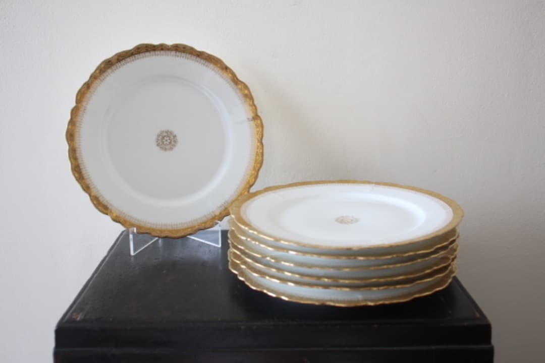 フランス　リモージュ　金彩　２１cmプレート　７枚
