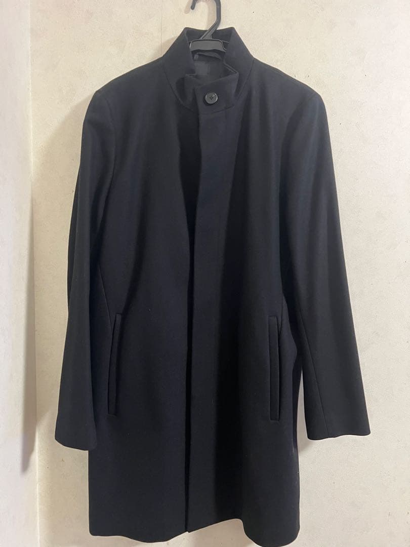 セオリーメンズカシミヤ混ウールスタンドカラーコート ブラック　M 美品