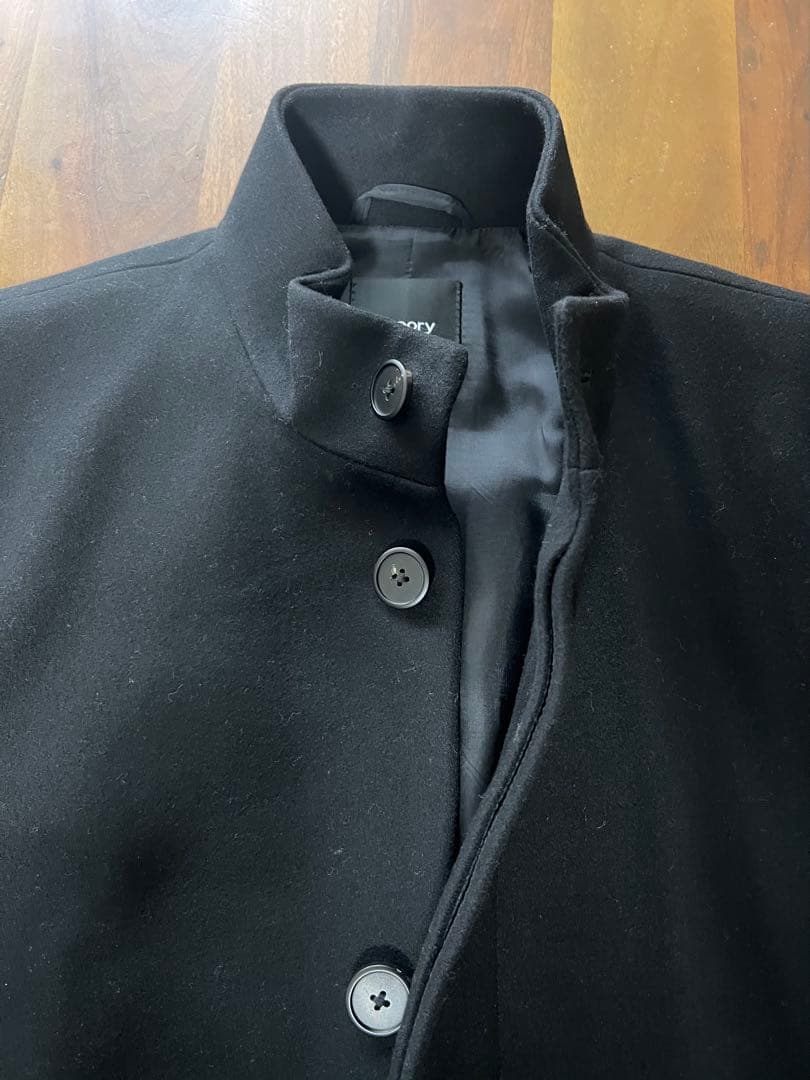 セオリーメンズカシミヤ混ウールスタンドカラーコート ブラック　M 美品