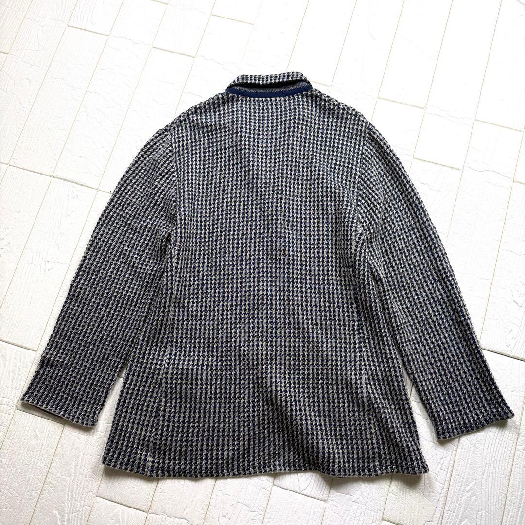 レアXXL★LARDINI ラルディーニ コットンリネン千鳥格子ニットジャケット