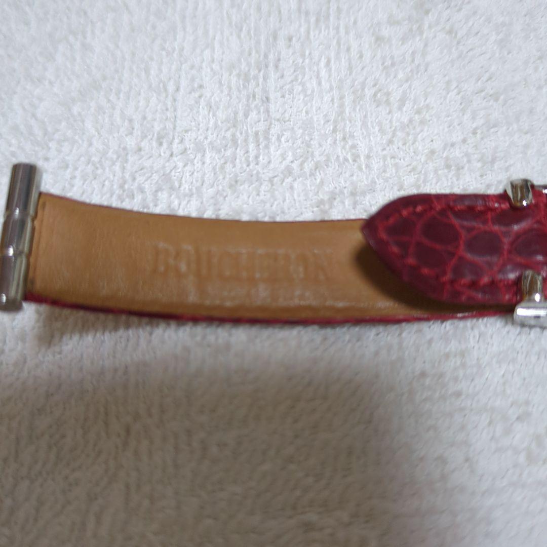 ブシュロン リフレ S スモール レザーベルト アリゲーター　赤　時計