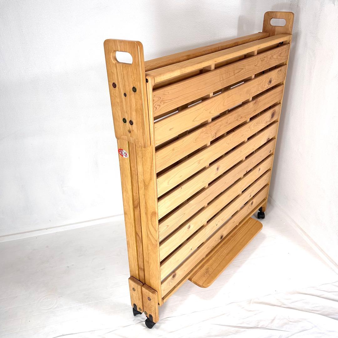 【送料無料】折りたたみ式ベッド　木製　シングルサイズ