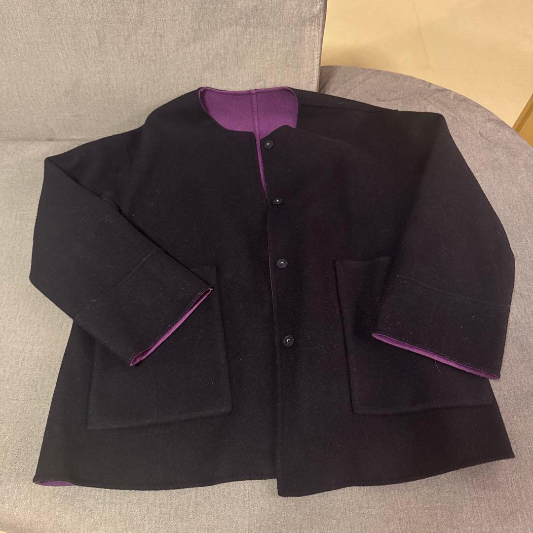 anuans アニュアンス　バイカラーショートリバーコート