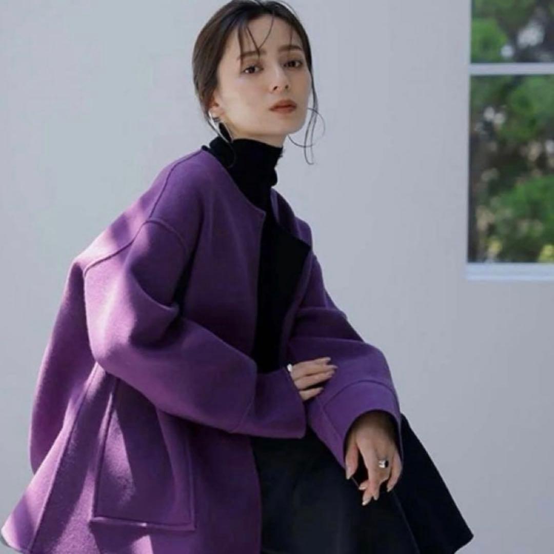 anuans アニュアンス　バイカラーショートリバーコート