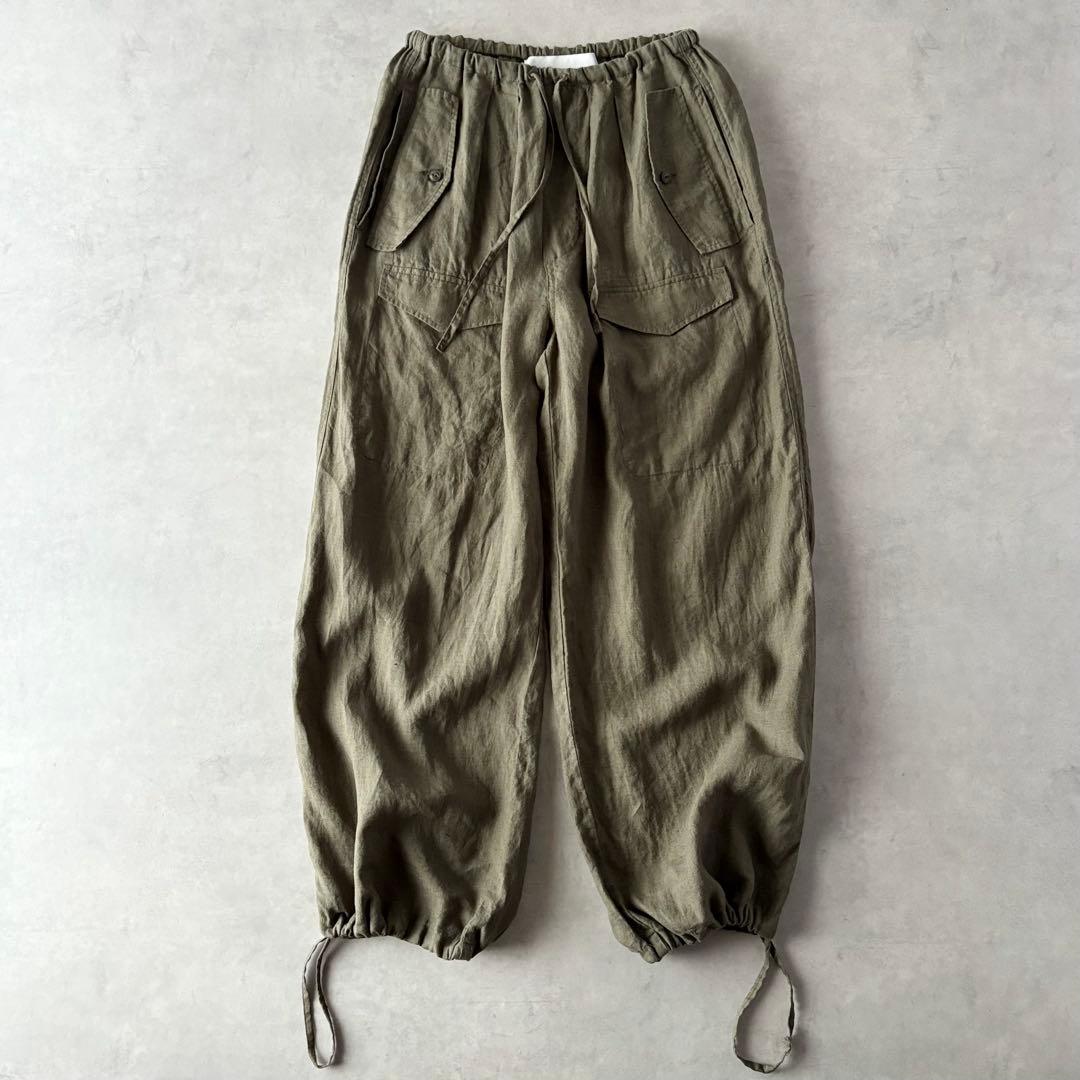 定番人気　TICCA　ティッカ　リネン　カーゴパンツ　麻100%　ウエストゴム