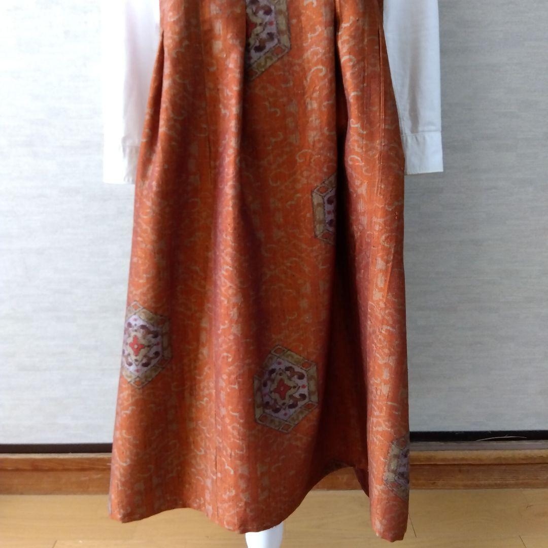 楊貴妃　2026J007　着物リメイク　十日町紬　タックジャンパースカート