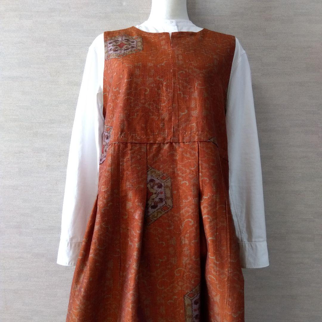 楊貴妃　2026J007　着物リメイク　十日町紬　タックジャンパースカート