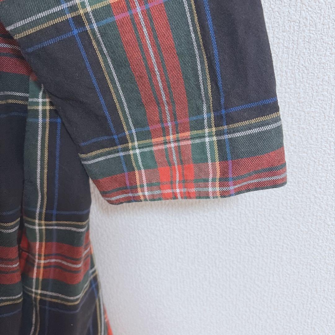 ワンピース ロング タータンチェック 赤 bonpon　フェリシモ pon LL