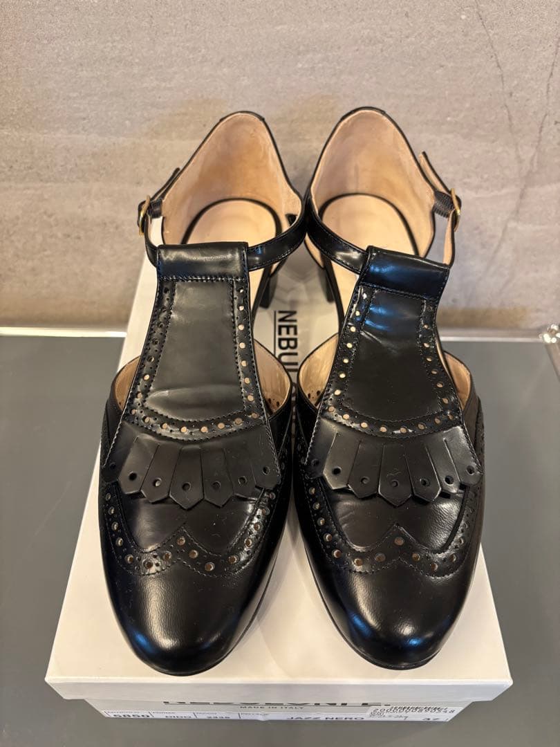 NEBULONI E. ブラックウィングチップシューズ