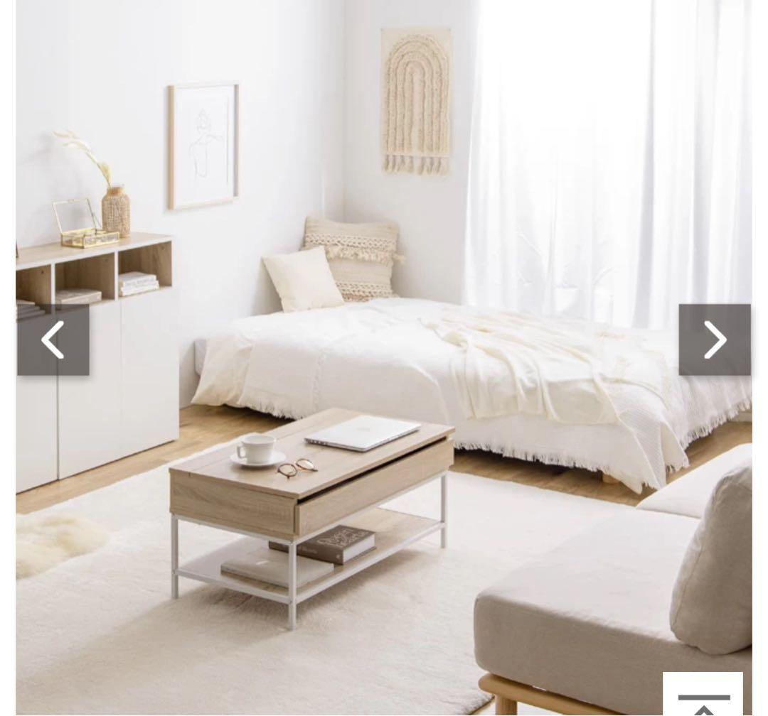 ローテーブル　昇降式　80cm オークナチュラル 北欧風　組立不要　送料込