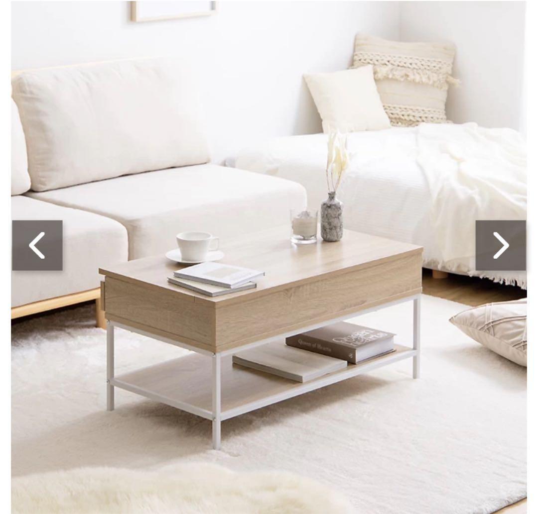 ローテーブル　昇降式　80cm オークナチュラル 北欧風　組立不要　送料込