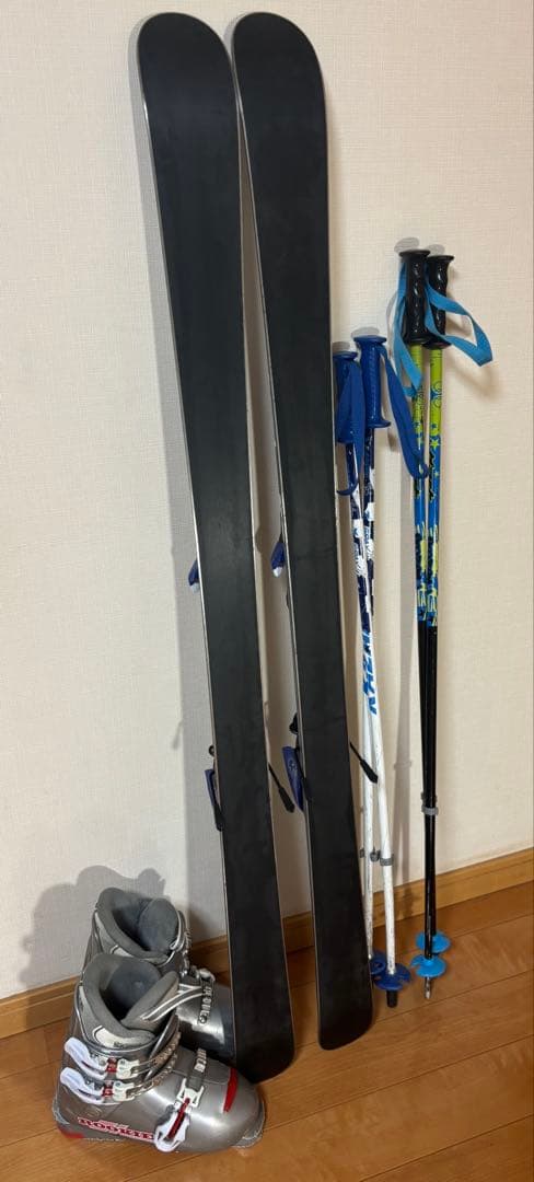 【中古】KAZUMA SPAX Jスキー板126cm、ブーツ、ストックセット
