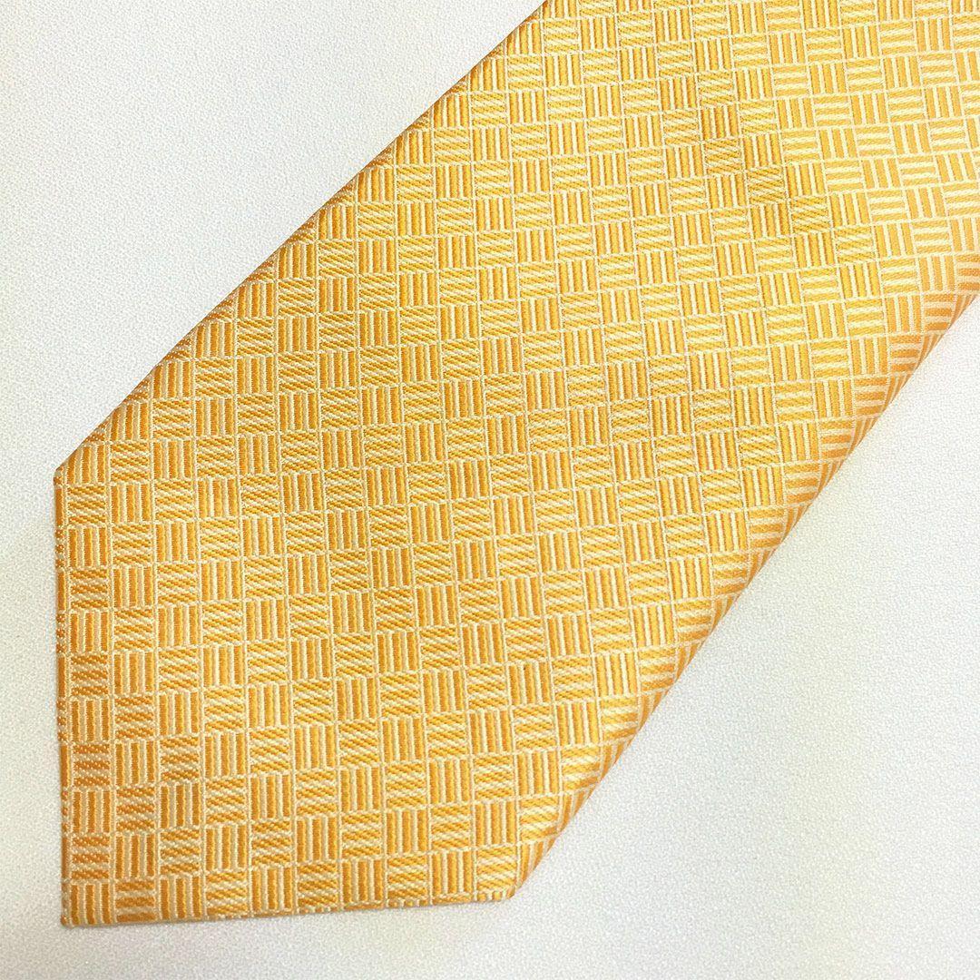 未使用級 エルメス HERMES ネクタイ シルク オレンジ 総柄