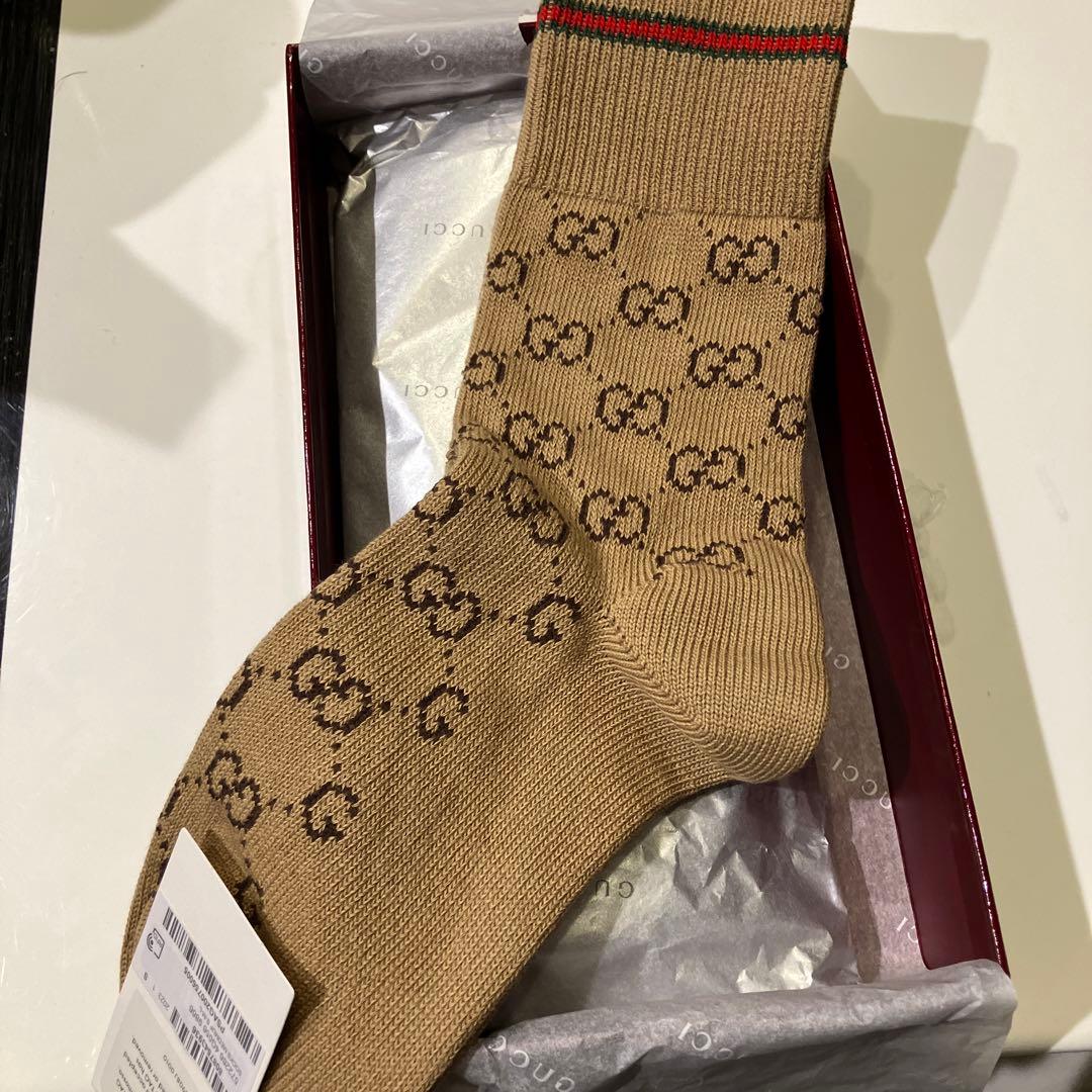 新品❣️GUCCI靴下❣️可愛い24センチ箱有りキャメルカラー