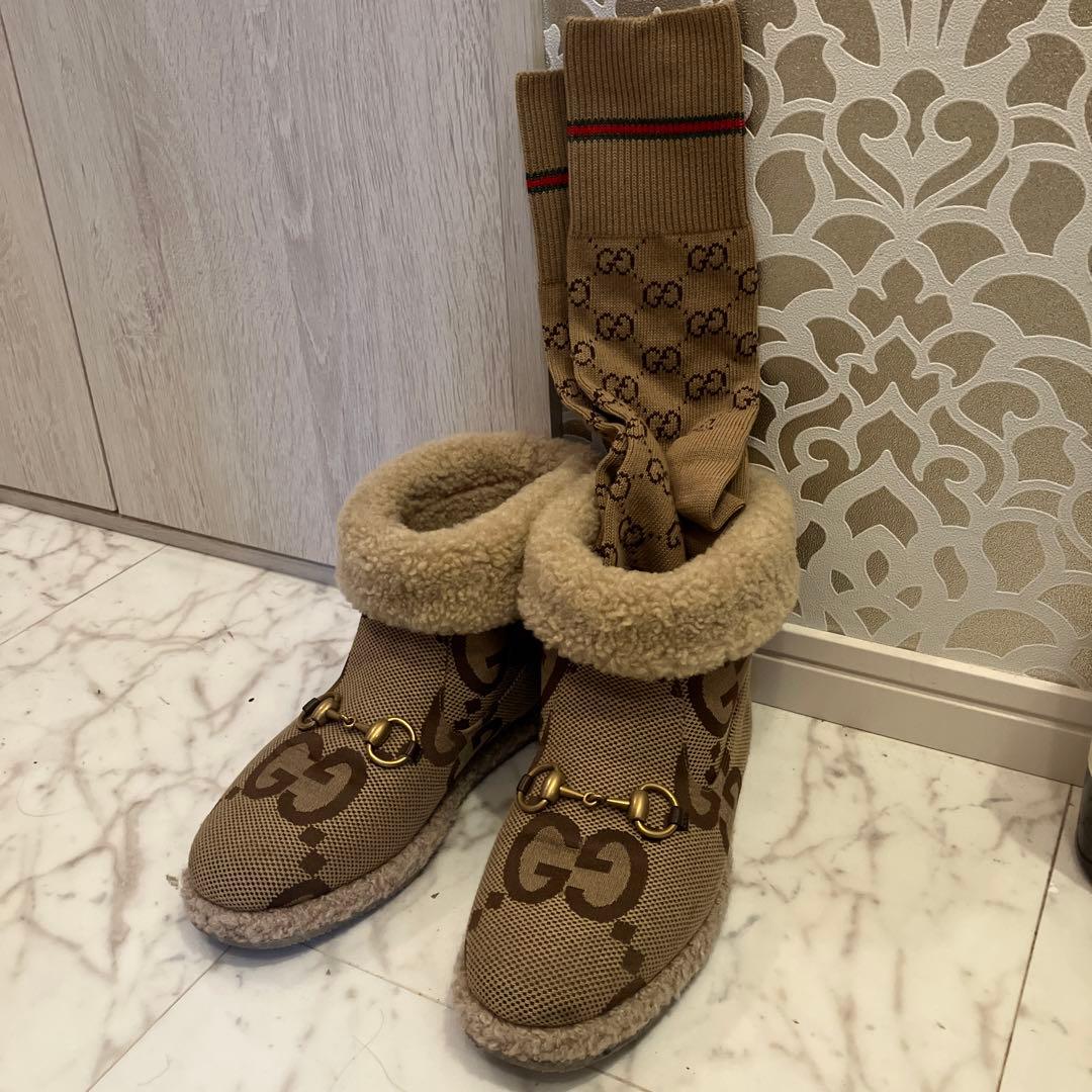 新品❣️GUCCI靴下❣️可愛い24センチ箱有りキャメルカラー