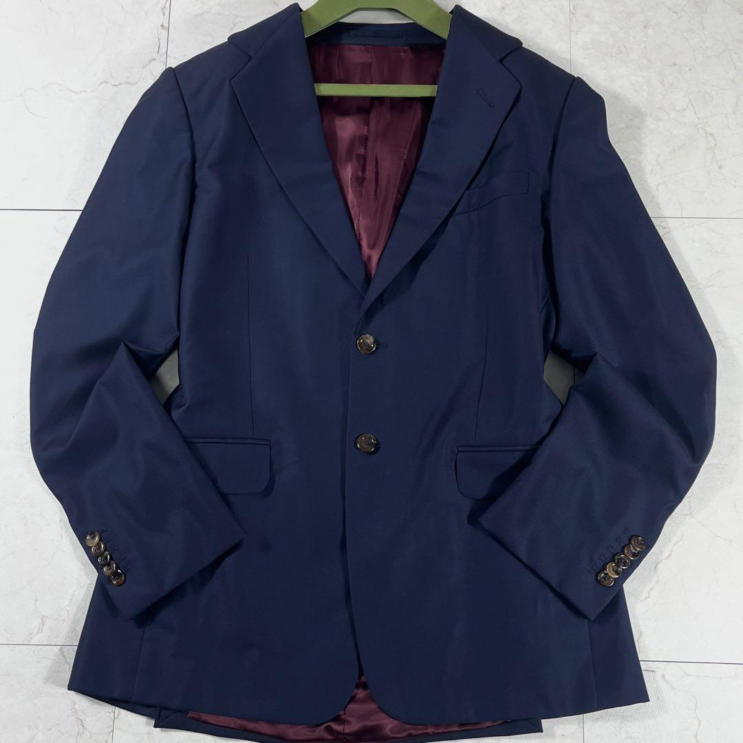 ✨未使用級 GUCCI セットアップ スーツ 現行 裏地レッド 2B ネイビー