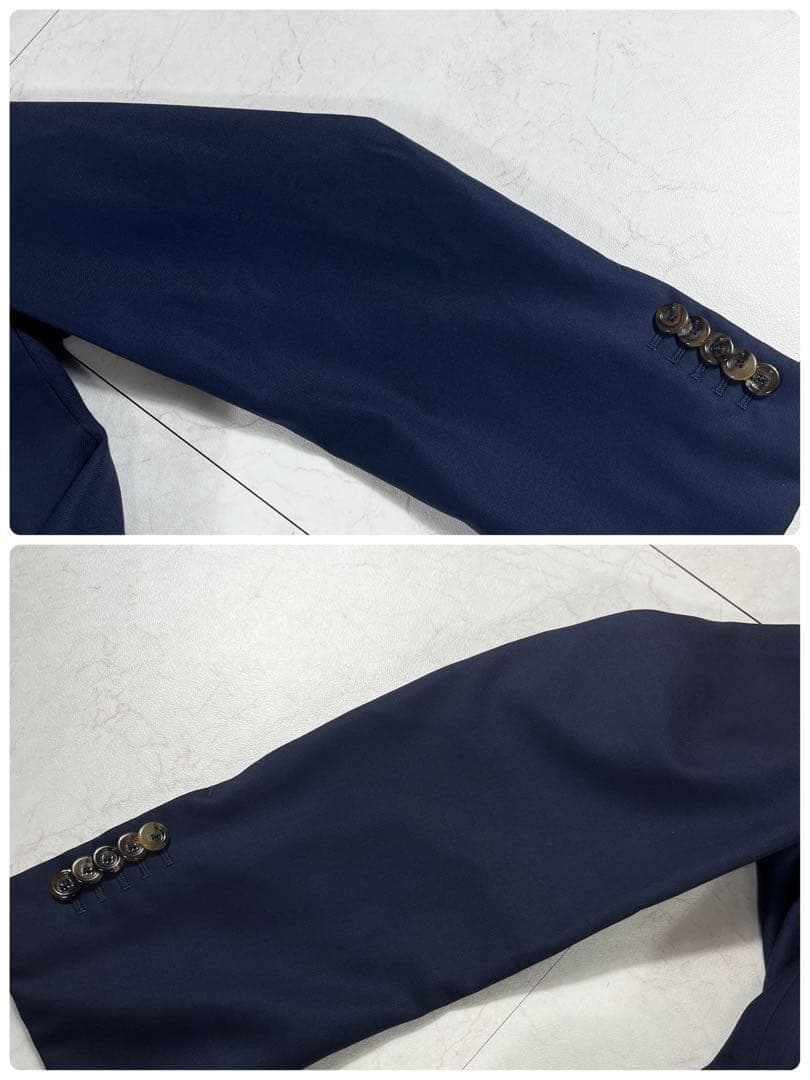 ✨未使用級 GUCCI セットアップ スーツ 現行 裏地レッド 2B ネイビー