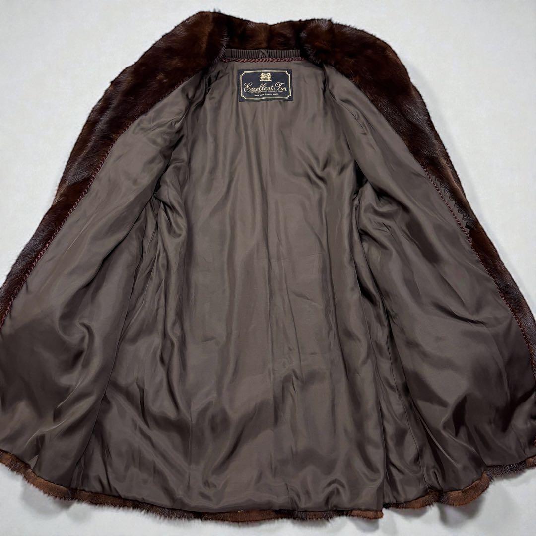 大きいサイズ　毛皮コート　ファーコート　ミンク　ブラウン　13号　XL　毛並み◎