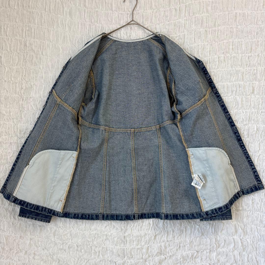 アダムエロペ フロント ホック デニム ブラウス＆パンツ セットアップ 2025