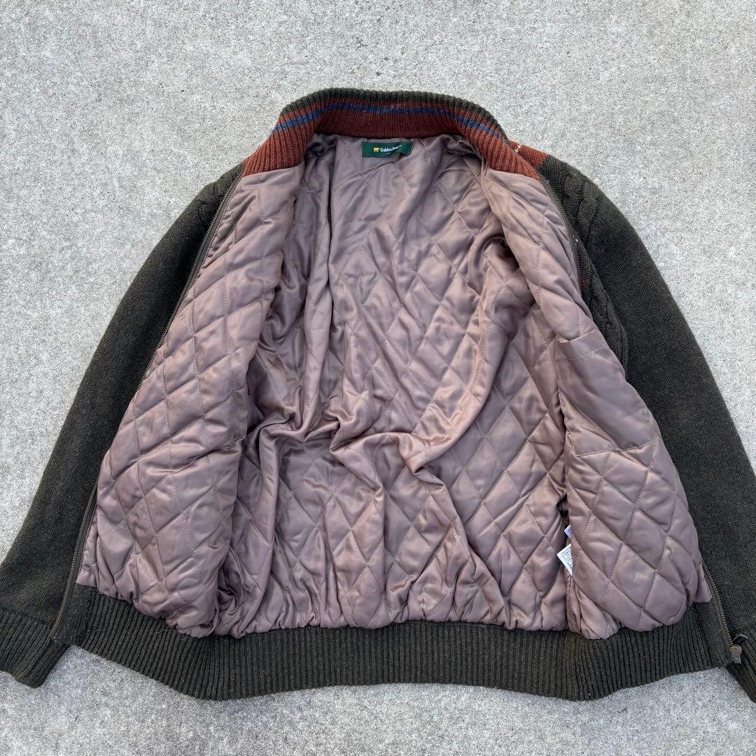 vintage ニット ジップブルゾン カーキ アーガイル アメカジ カジュアル