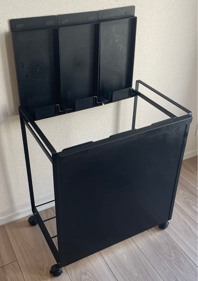 山崎実業 蓋付き目隠し分別ダストワゴンタワー 3分別 ブラック