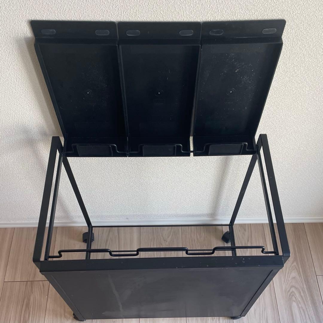 山崎実業 蓋付き目隠し分別ダストワゴンタワー 3分別 ブラック