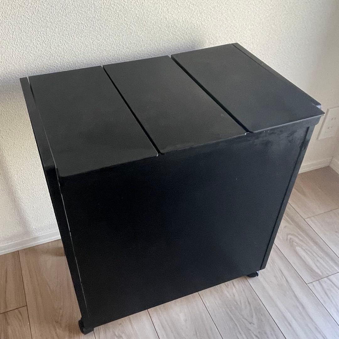 山崎実業 蓋付き目隠し分別ダストワゴンタワー 3分別 ブラック