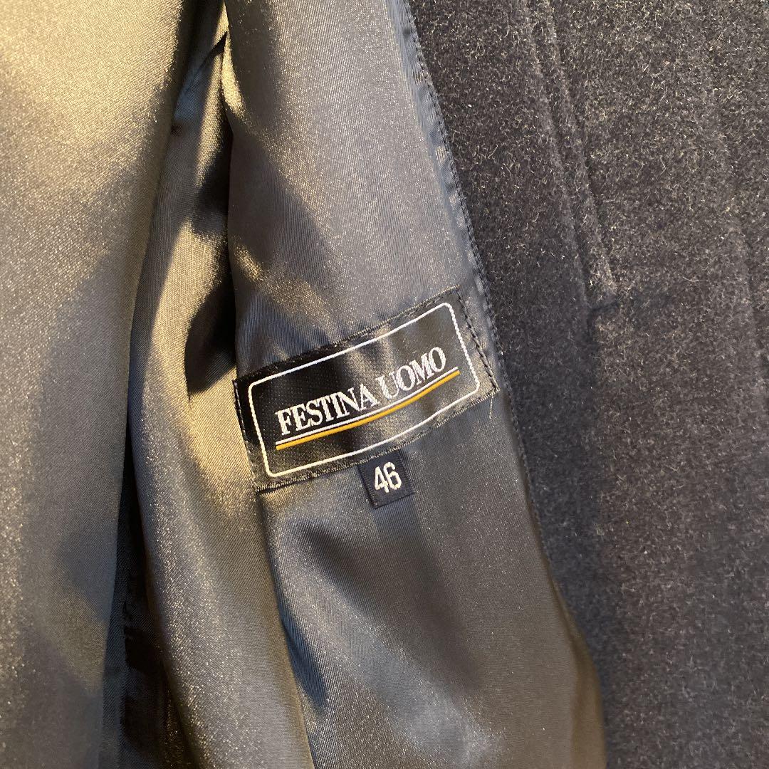 【まさと】アンゴラ混　チェスターコート ロングコート　チャコールグレー