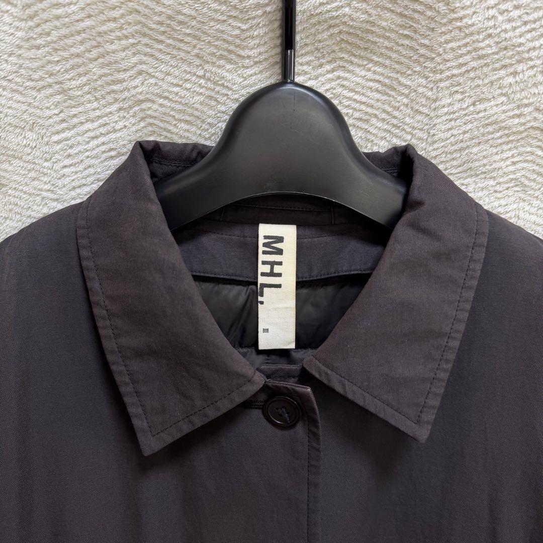 美品MHL. ダウンライナー付き ステンカラーコート 2way サイズ3 墨黒
