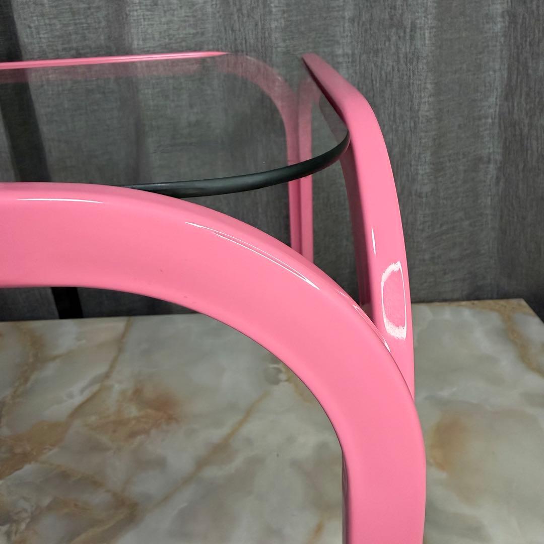 ガラステーブル ファンシー ピンク 80s レトロ