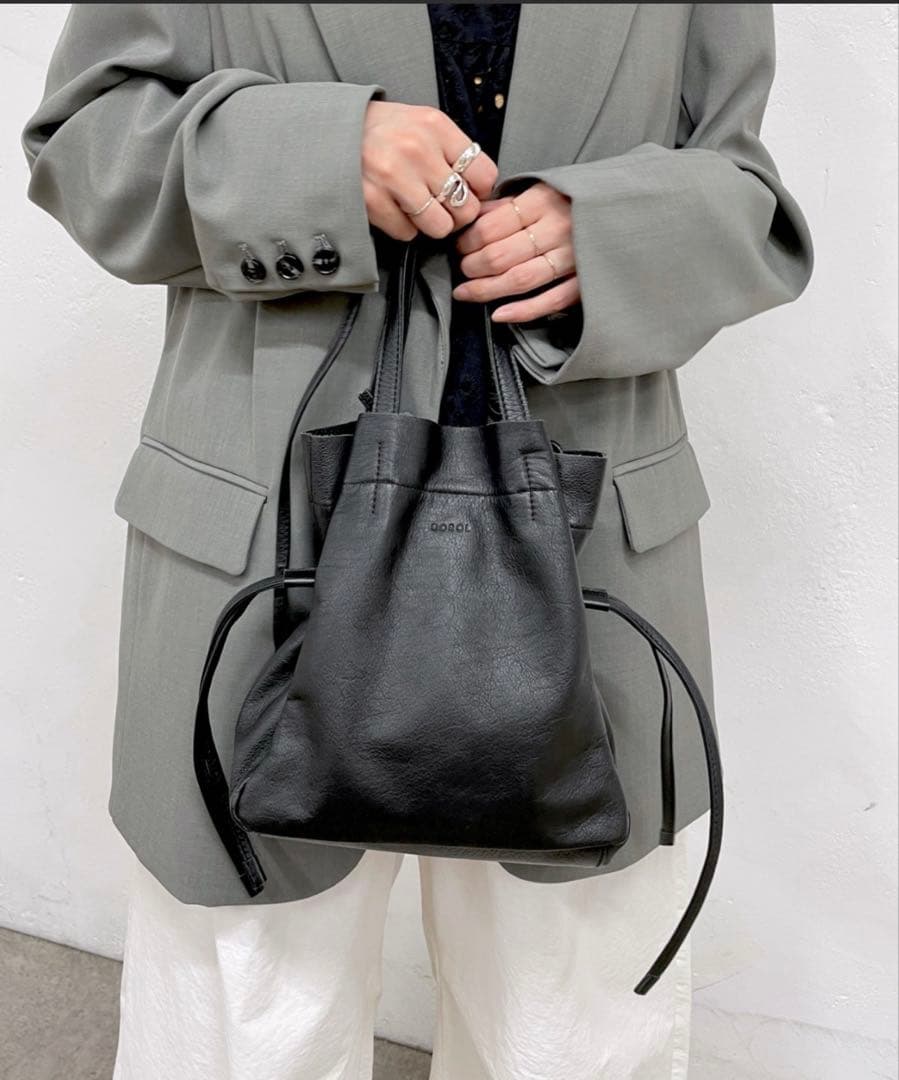 Omekashi ROROL レザーミニ巾着トート