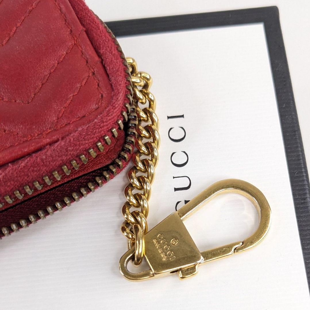 GUCCI　グッチ　キーリング付　GGマーモント　ケース　キルティング
