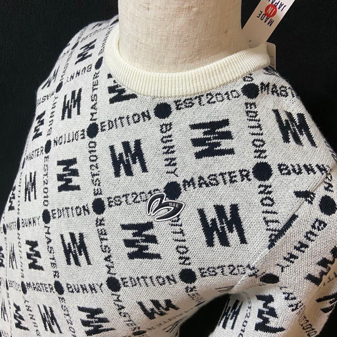 マスターバニー パーリーゲイツ ロゴ総柄 ニットセーター クルーネック サイズ５