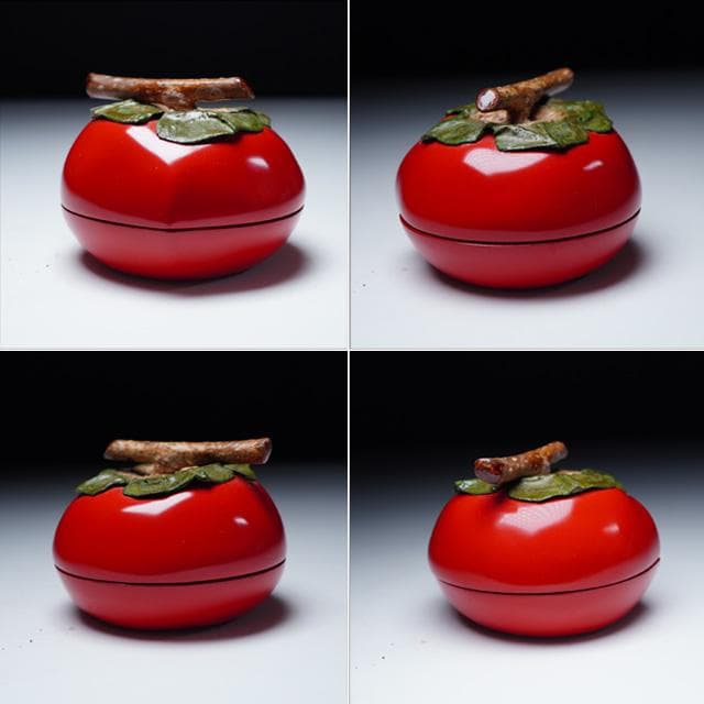 塗師充雅　輪島塗乾漆柿飾香合　共箱　茶道具　漆器