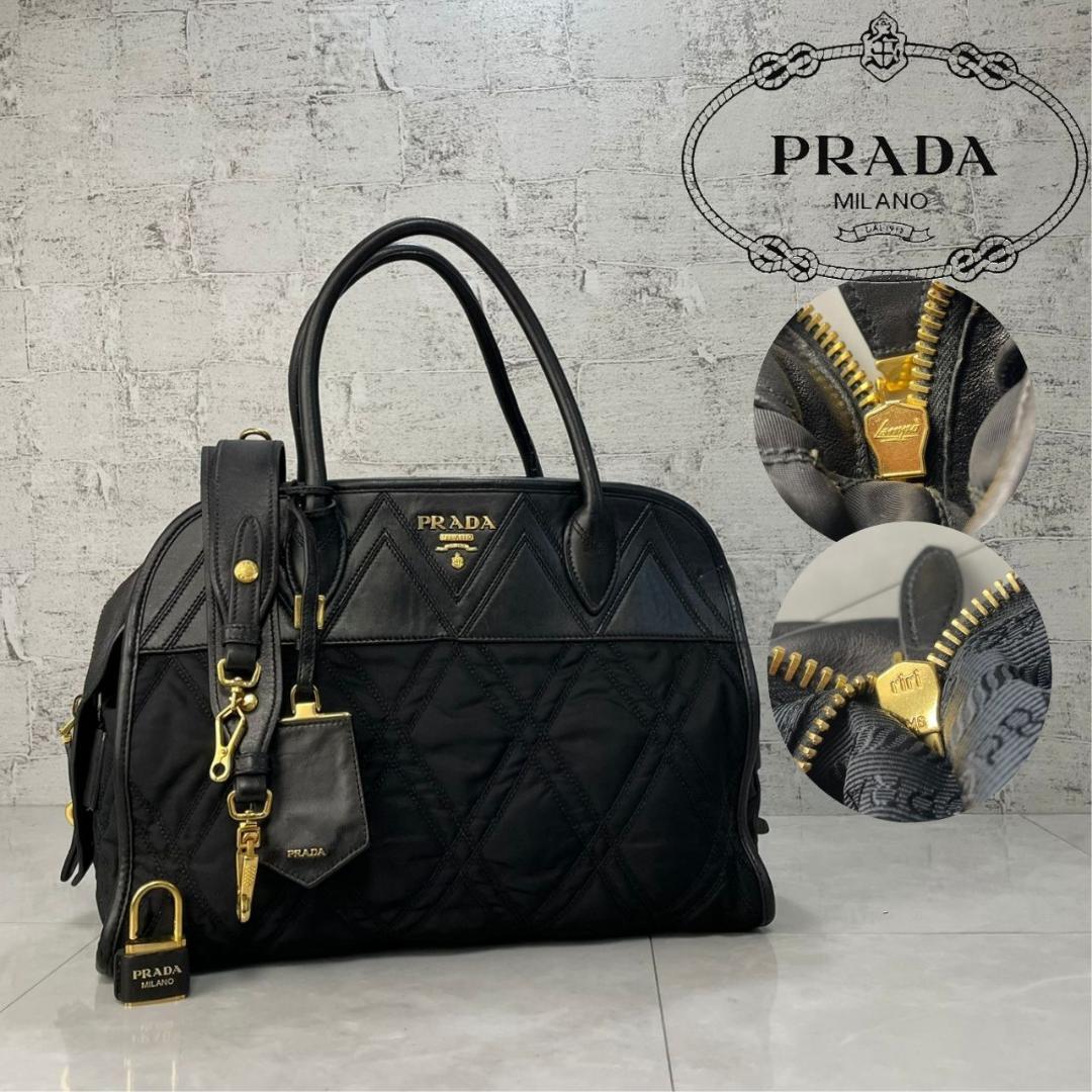 PRADA ショルダーバッグ プラダ 2way キルティング 1BB027 黒