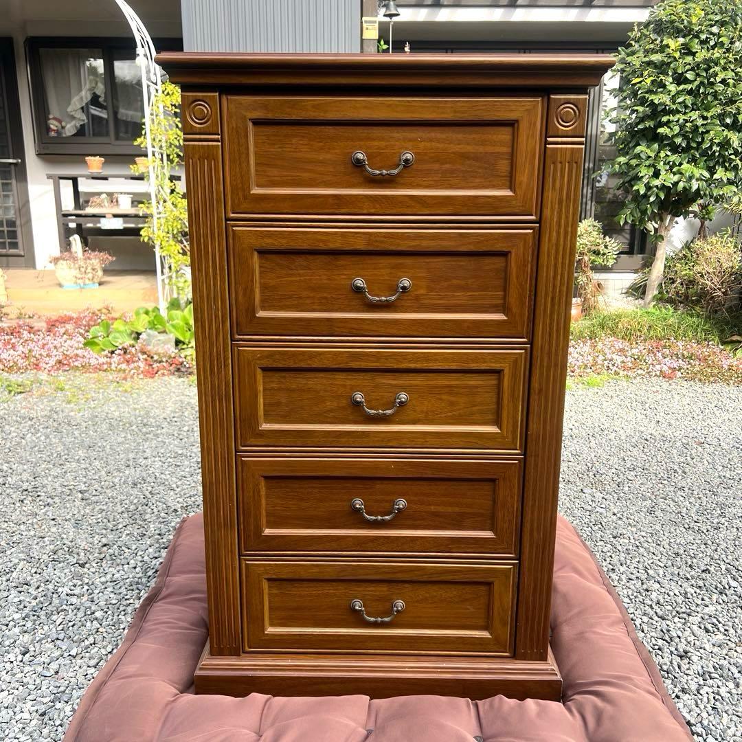 アンティーク調 木製チェスト 5段引き出し 収納家具 アメリカ 英国クラシック