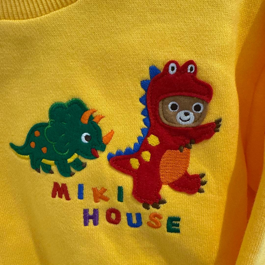 【美品】ミキハウス　トレーナー　恐竜　100 イエロー黄　子供　プッチー
