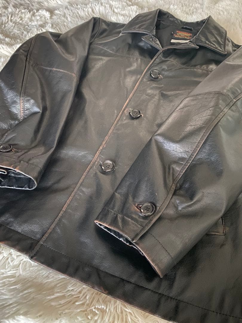 SKOOKUM / スクーカム 別注 バッファローレザー カバーオール　茶芯