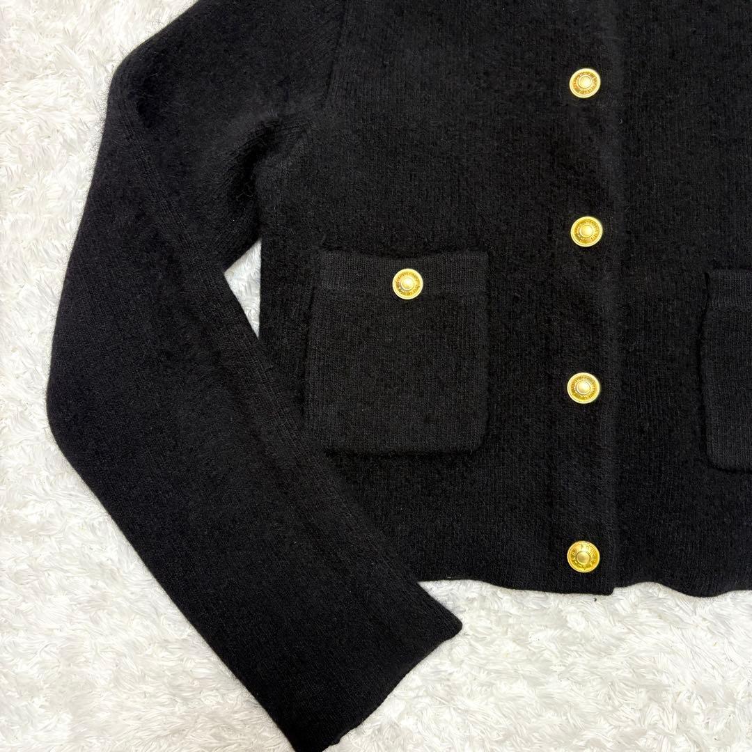 anuans ラクーンブレンドノーカラーニットジャケット ブラック　カーディガン