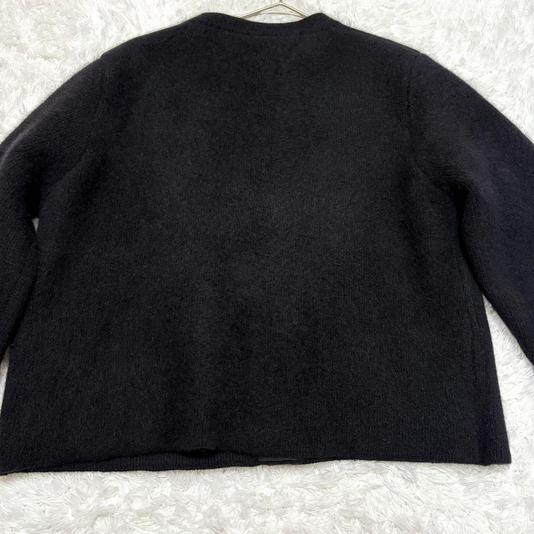 anuans ラクーンブレンドノーカラーニットジャケット ブラック　カーディガン