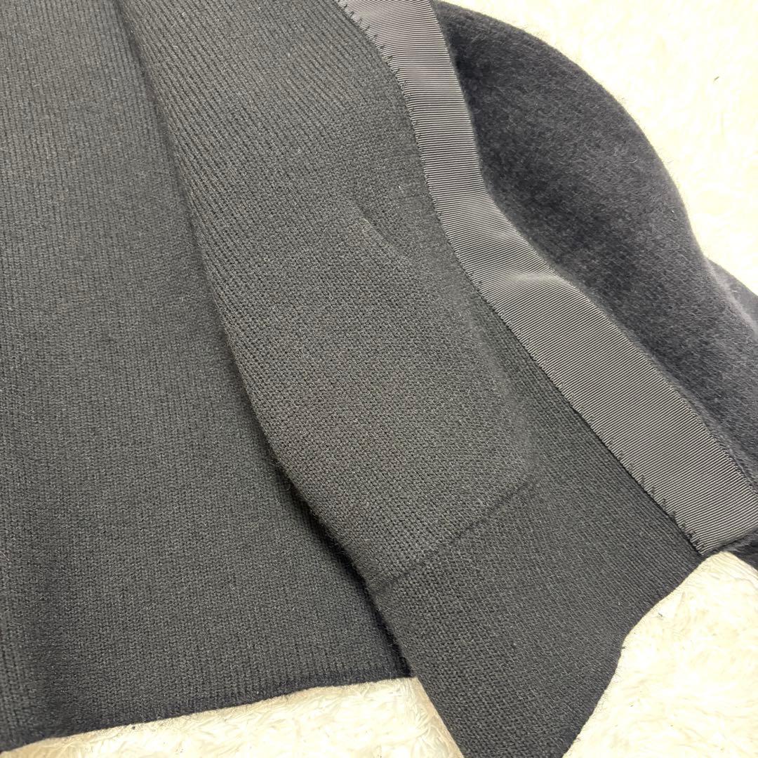 anuans ラクーンブレンドノーカラーニットジャケット ブラック　カーディガン