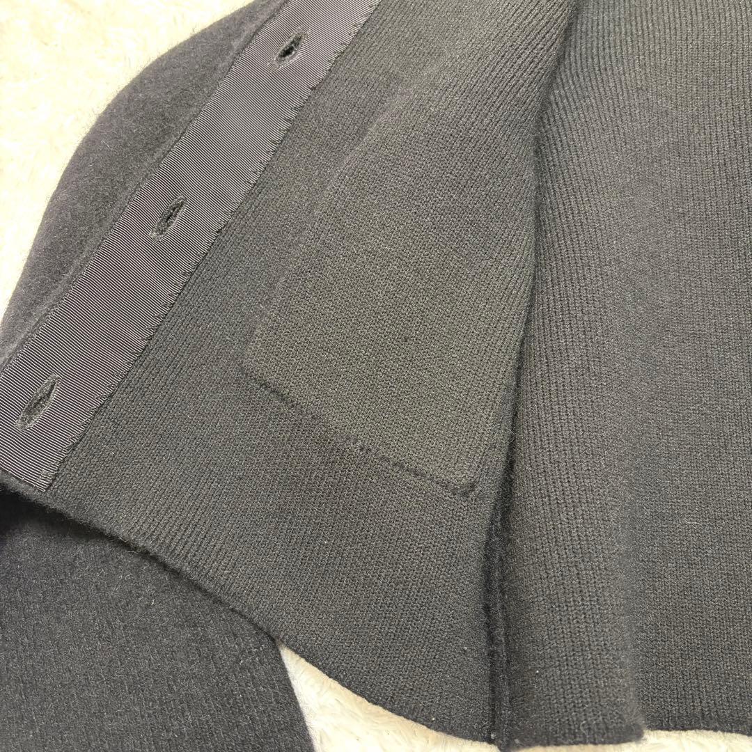 anuans ラクーンブレンドノーカラーニットジャケット ブラック　カーディガン