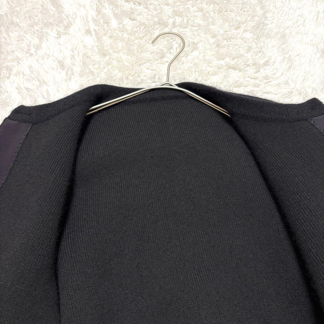 anuans ラクーンブレンドノーカラーニットジャケット ブラック　カーディガン