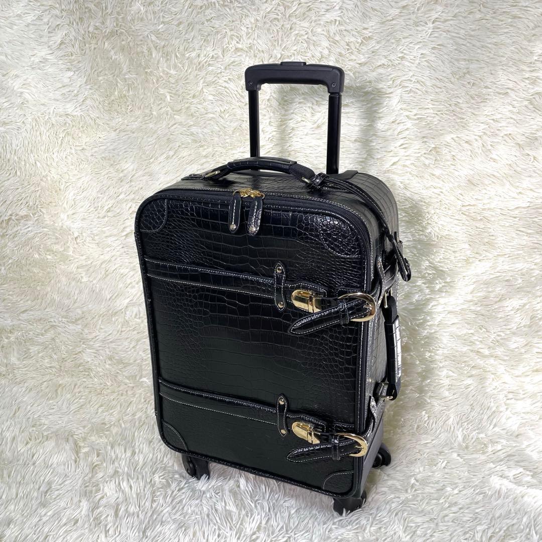 SWANY スワニー クロコ型押し キャリー ブラック